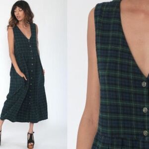 Vintage Pendleton Plaid Sleeveless Maxi Dress